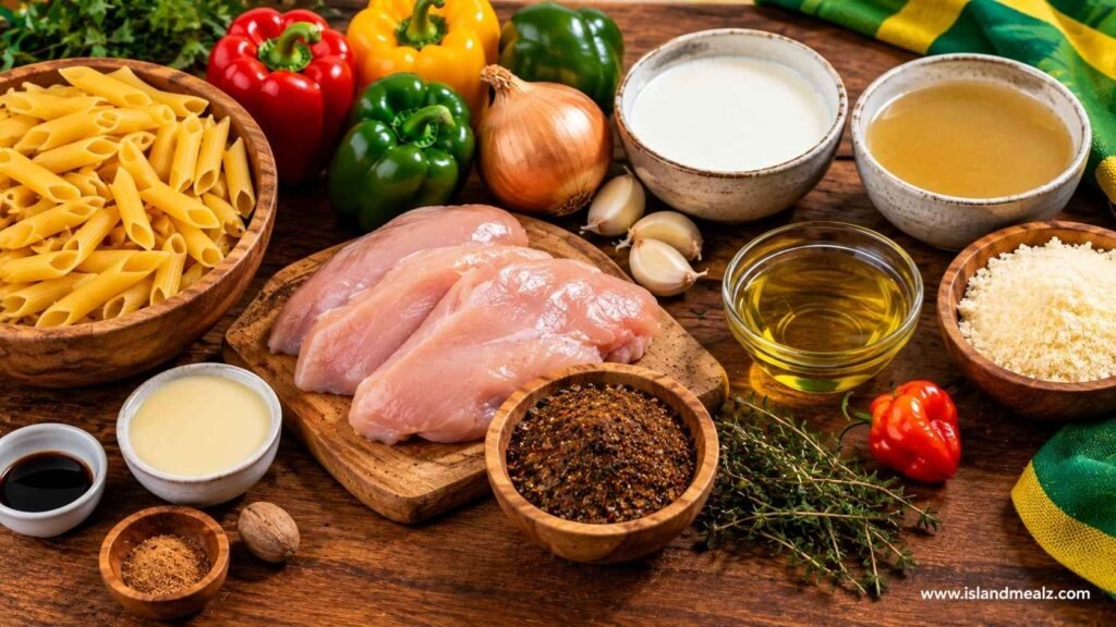 Ingredients for Jamaican Rasta Pasta