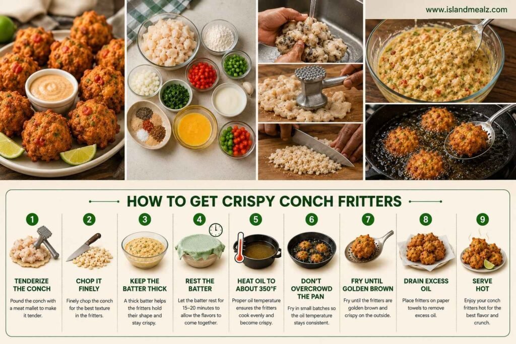 Tips for Crispy Jamaican Conch Fritters