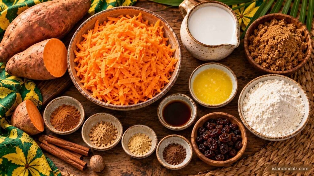 Jamaican Sweet Potato Pudding Ingredients