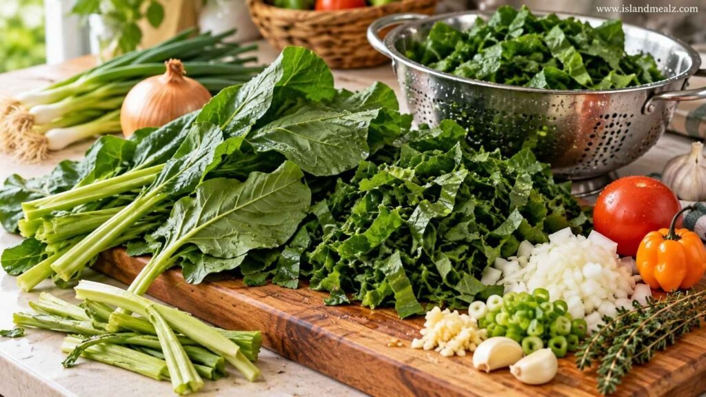 Ingredients for Jamaican Callaloo